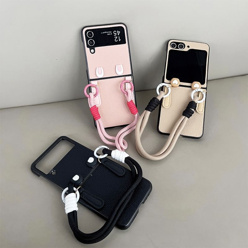 Faux Leather Hand Strap Phone Case