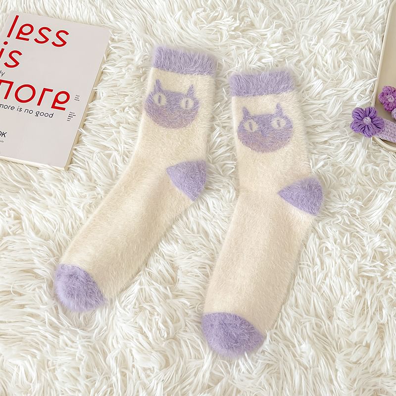 Patterned Fluffy Short Socks Set