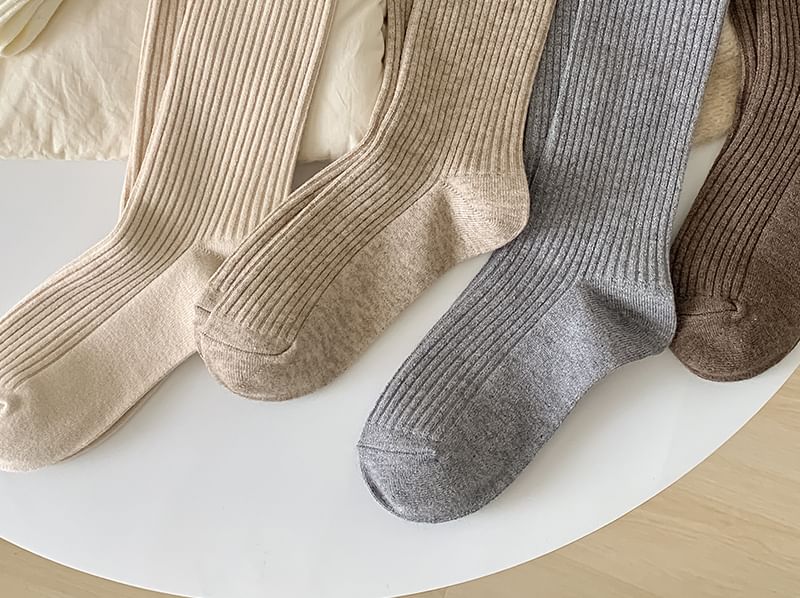 Plain Ribbed Short Socks Set