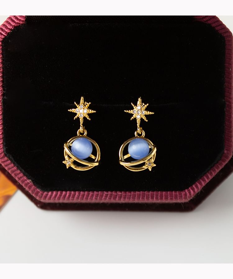 Cat Drop Alloy Stone Earring Star Faux Planet Eye