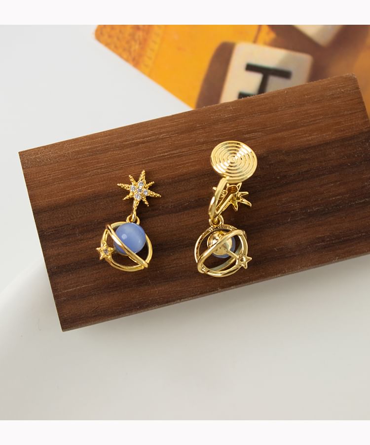 Cat Drop Alloy Stone Earring Star Faux Planet Eye