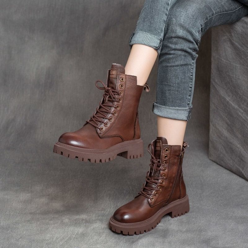 Short Lace Platform Up Boots