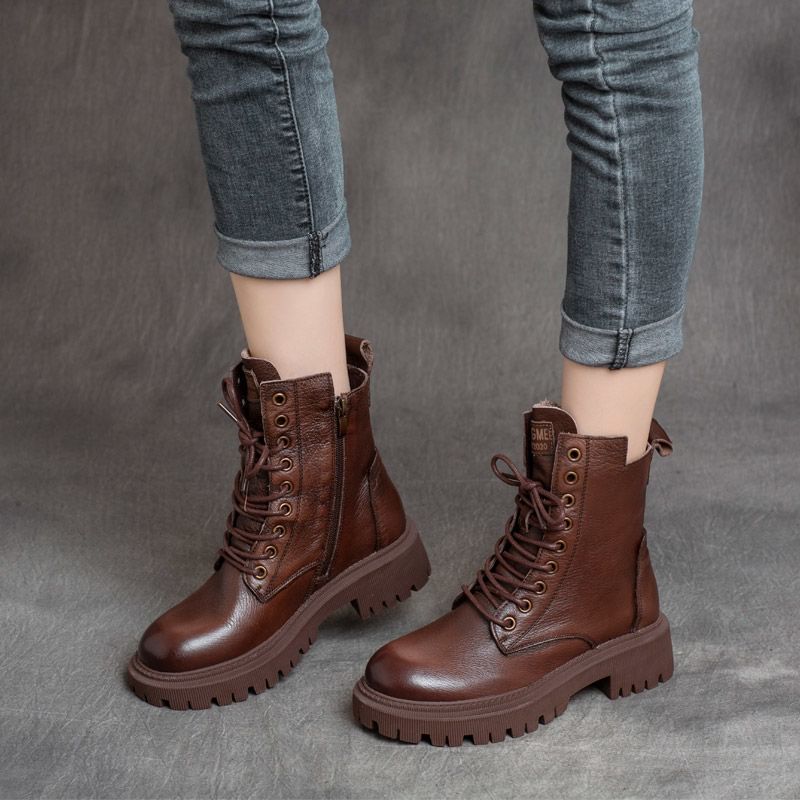 Short Lace Platform Up Boots