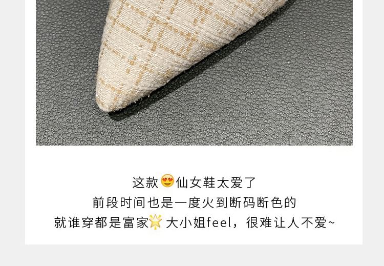 Slingback Pointed Toe Pumps Tweed