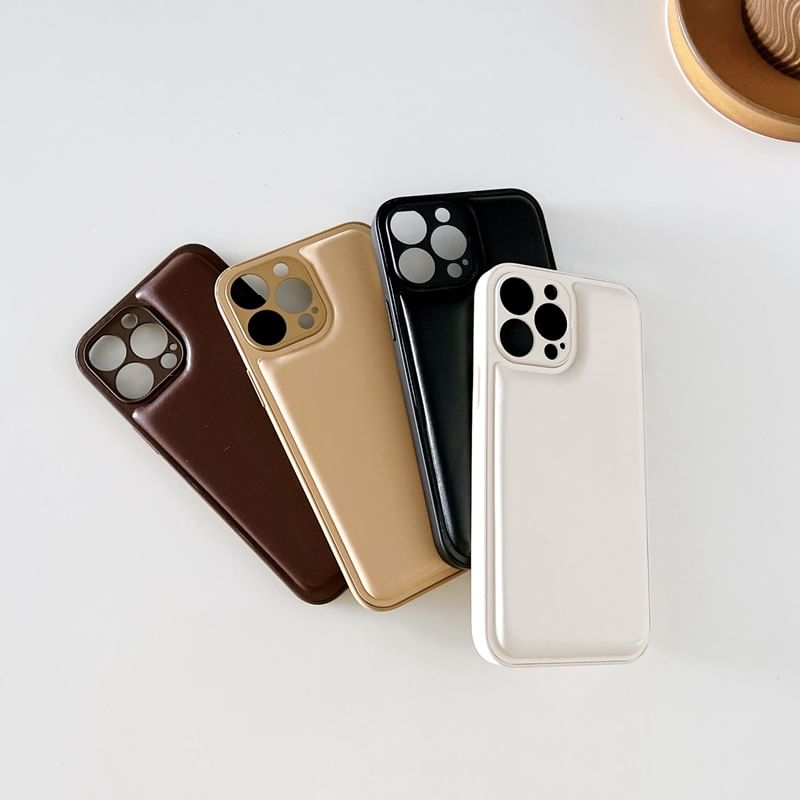 Leather Phone Faux Plain Case
