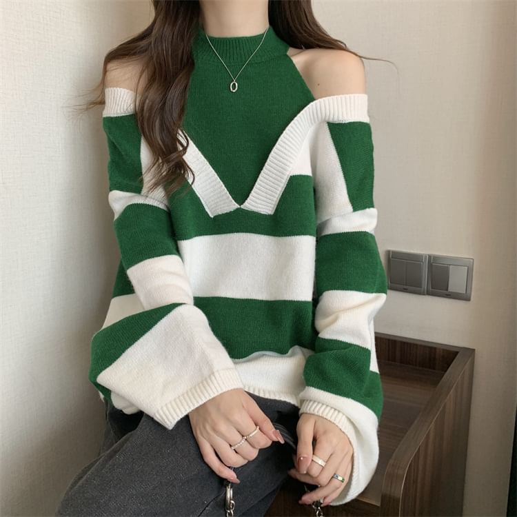 Two-Piece Mock Sweater Long-Sleeve Striped