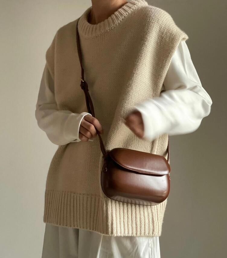 Bag Plain Crossbody Flap Faux Leather