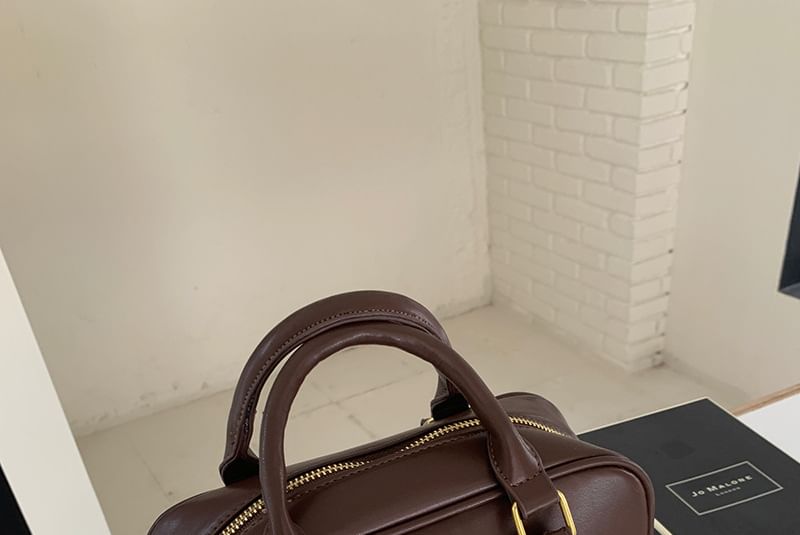 Faux Bag Top Leather Crossbody Plain Handle