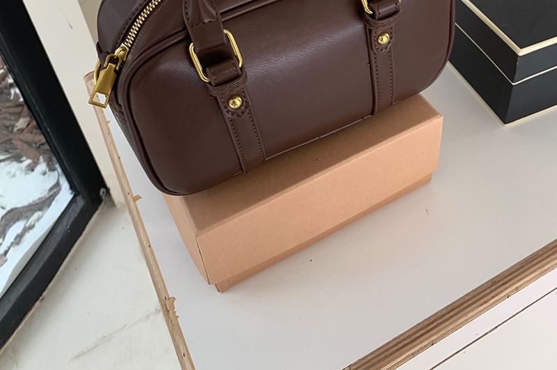 Faux Bag Top Leather Crossbody Plain Handle