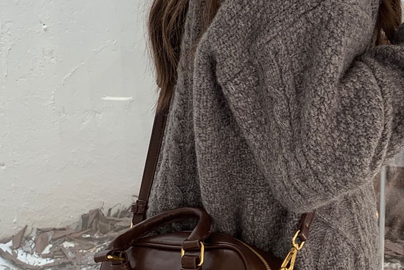 Faux Bag Top Leather Crossbody Plain Handle