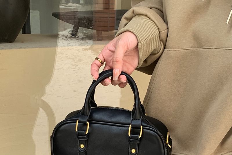 Faux Bag Top Leather Crossbody Plain Handle