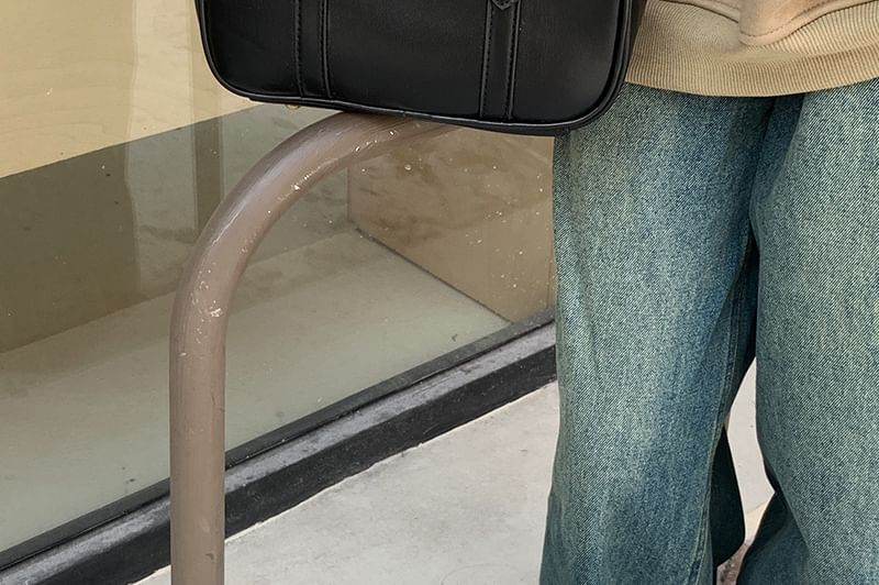 Faux Bag Top Leather Crossbody Plain Handle