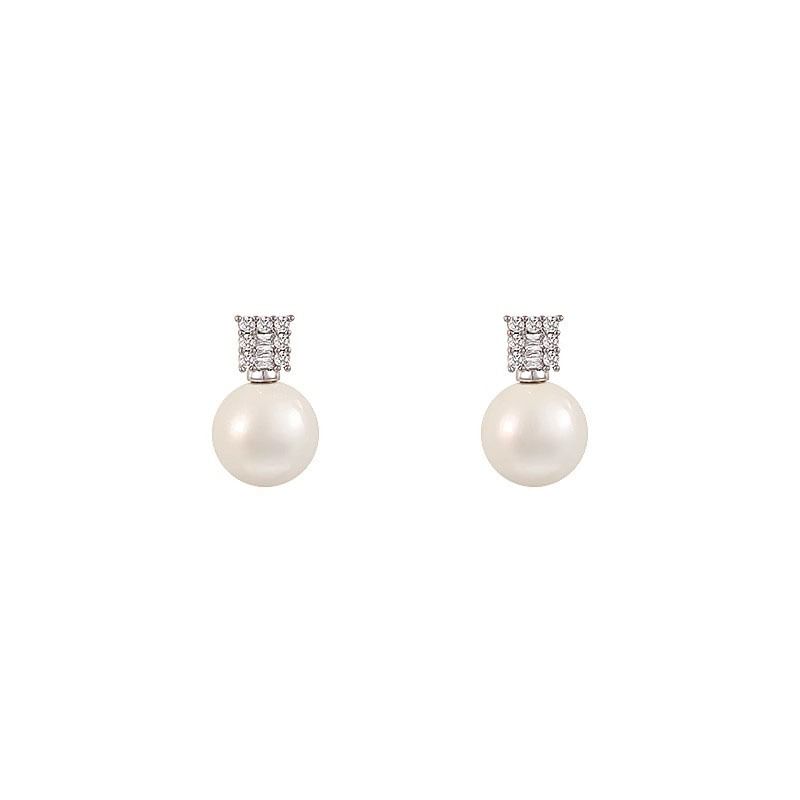 Rhinestone Faux Pearl Stud Earring