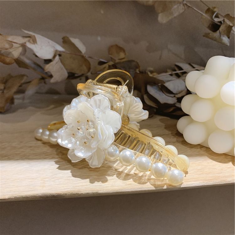 Clamp Hair Faux Pearl Acrylic Floral
