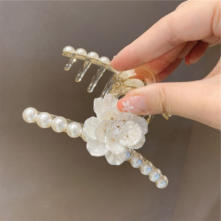 Clamp Hair Faux Pearl Acrylic Floral