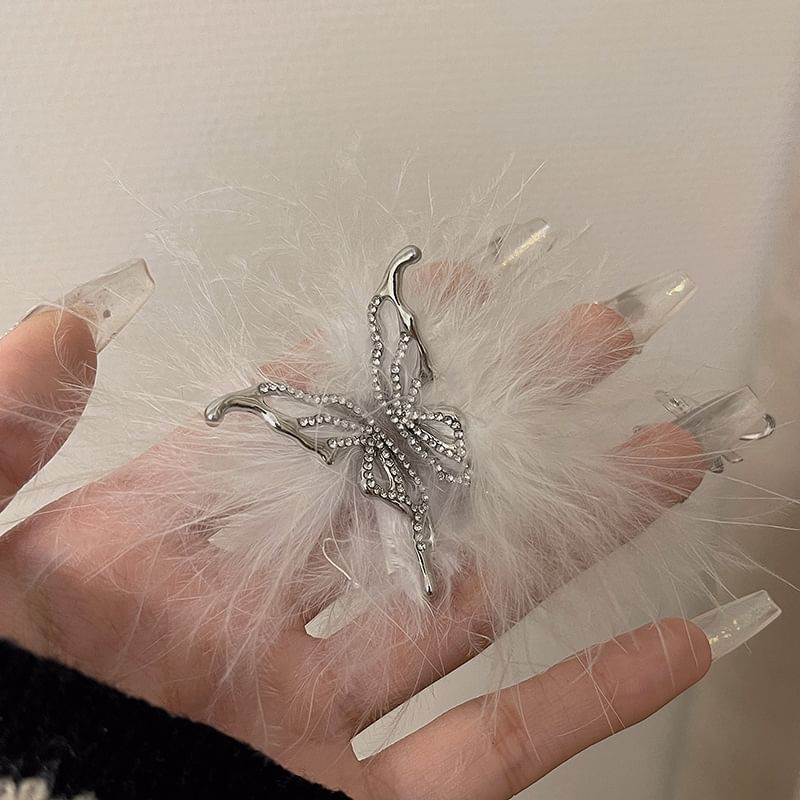 Open Alloy Feather Ring