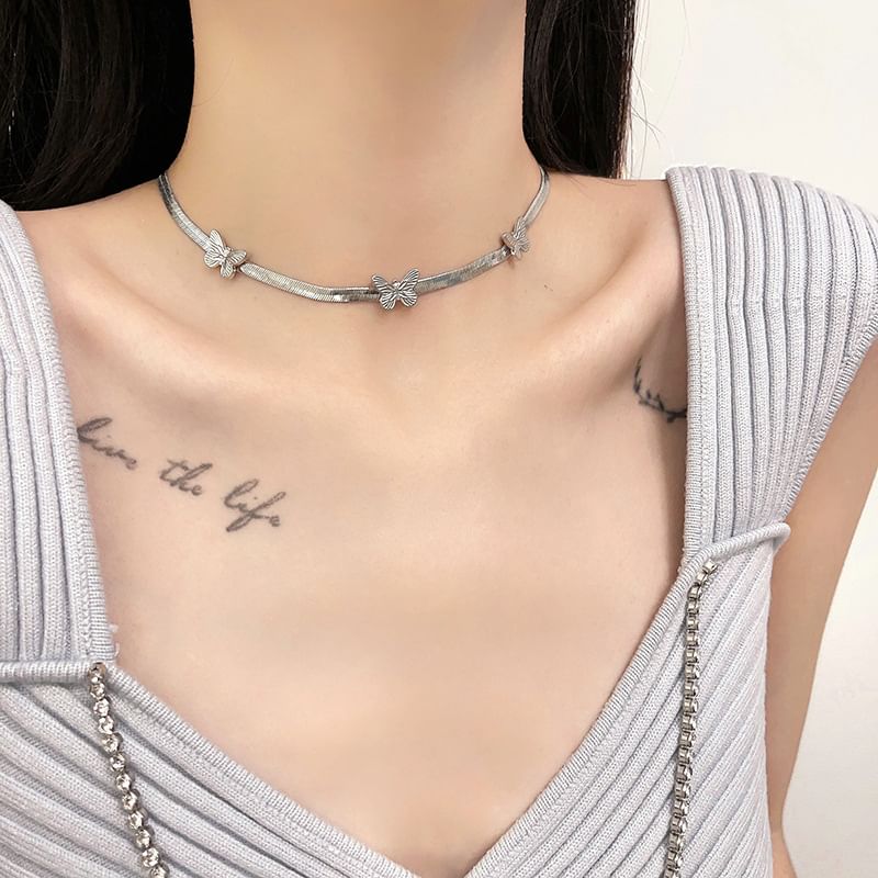 Alloy Choker Butterfly