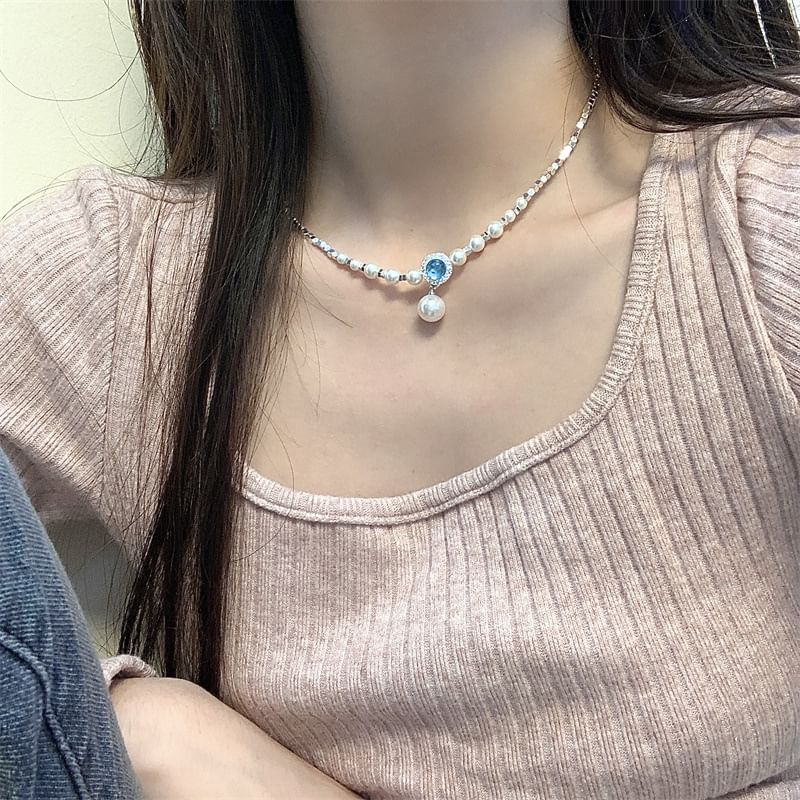 Choker Pendant Alloy Pearl Rhinestone Faux