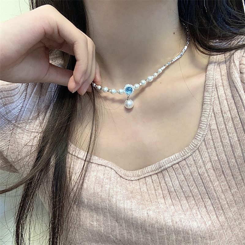 Choker Pendant Alloy Pearl Rhinestone Faux