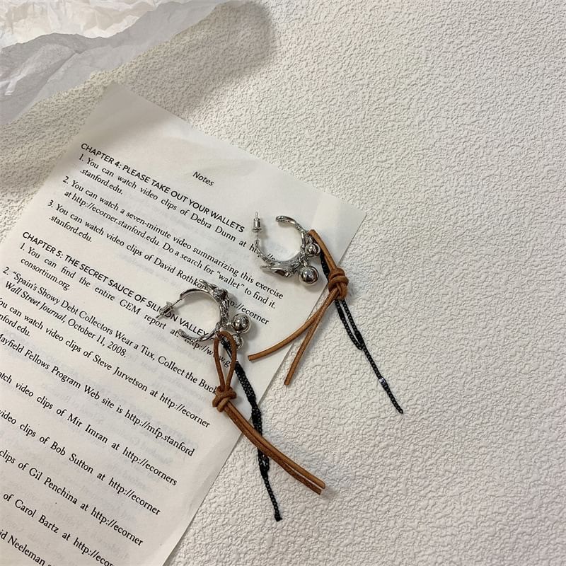 Faux Alloy Earring Dangle Cord Leather