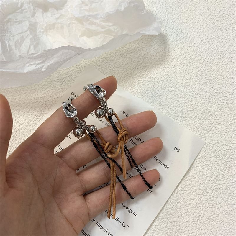 Faux Alloy Earring Dangle Cord Leather