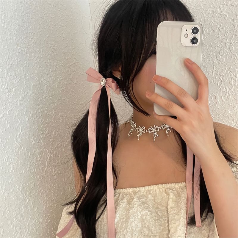 Hair Ribbon Clip Rhinestone