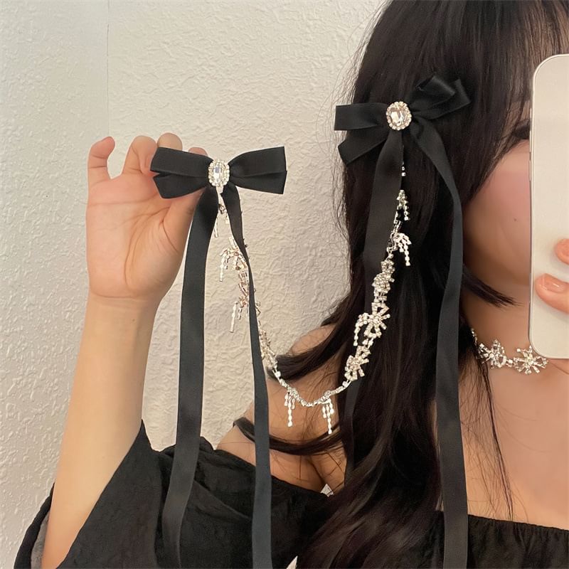 Hair Ribbon Clip Rhinestone