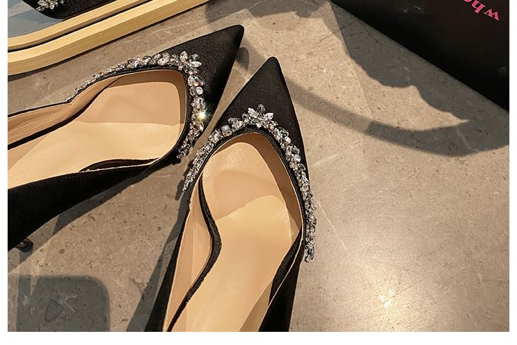 Stiletto Pointy Pumps Rhinestone Heel