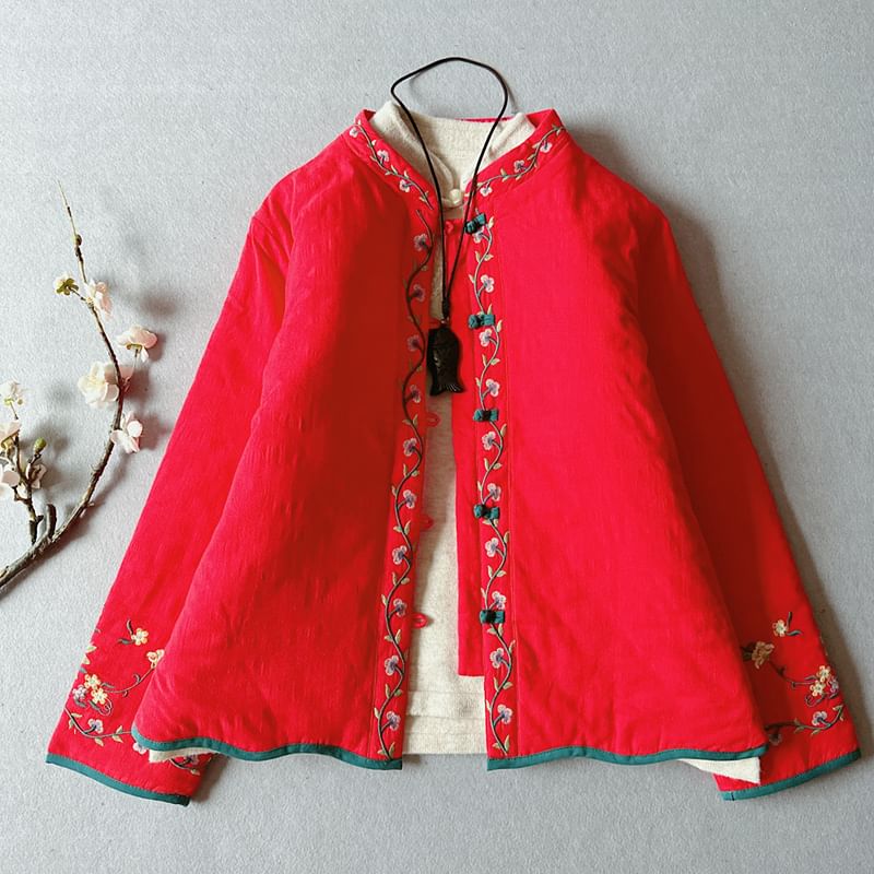 Traditional Chinese Embroidered Frog Buttoned Jacket