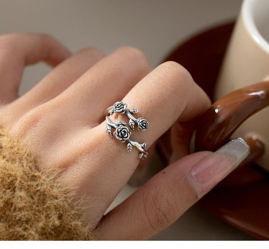 Rose Sterling Silver Open Ring