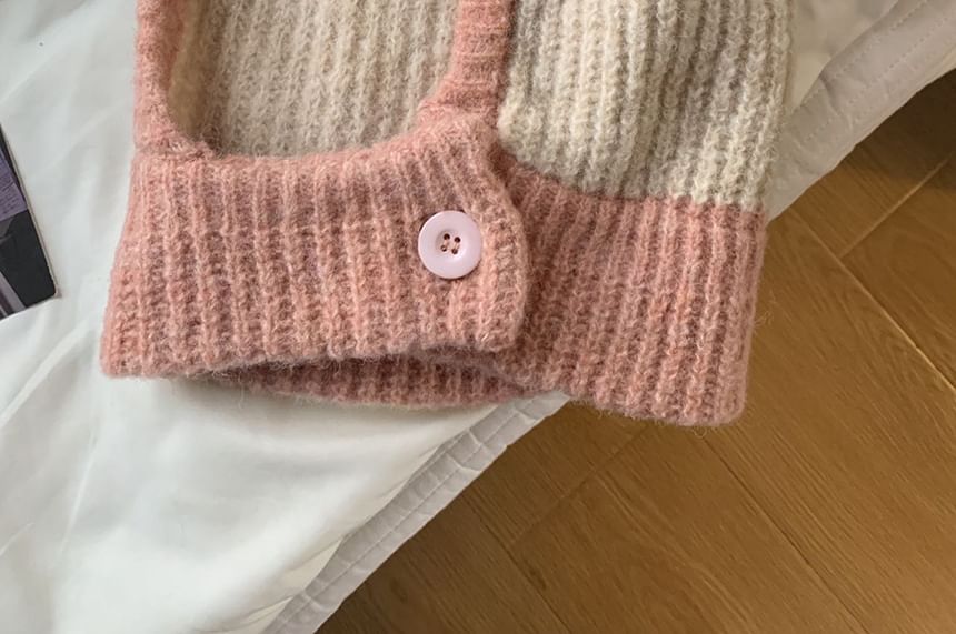 Knit Balaclava Two Buttoned Tone