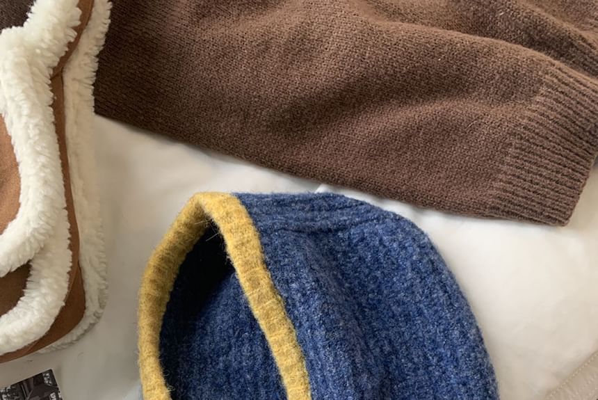 Knit Balaclava Two Buttoned Tone