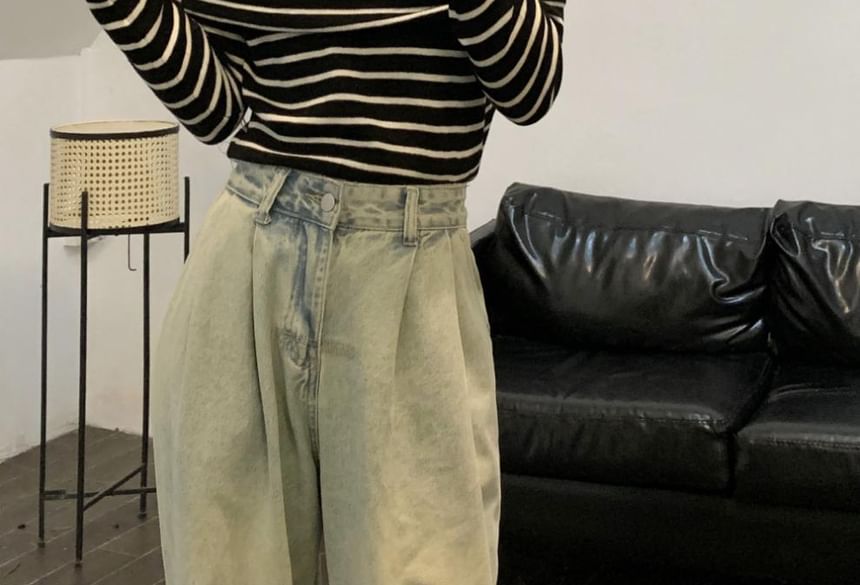 Slim-Fit Striped Knit Top Long-Sleeve