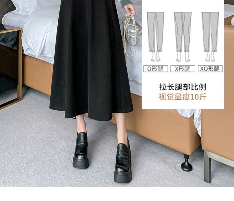 High-Waist Plain Woolen A-Line Skirt