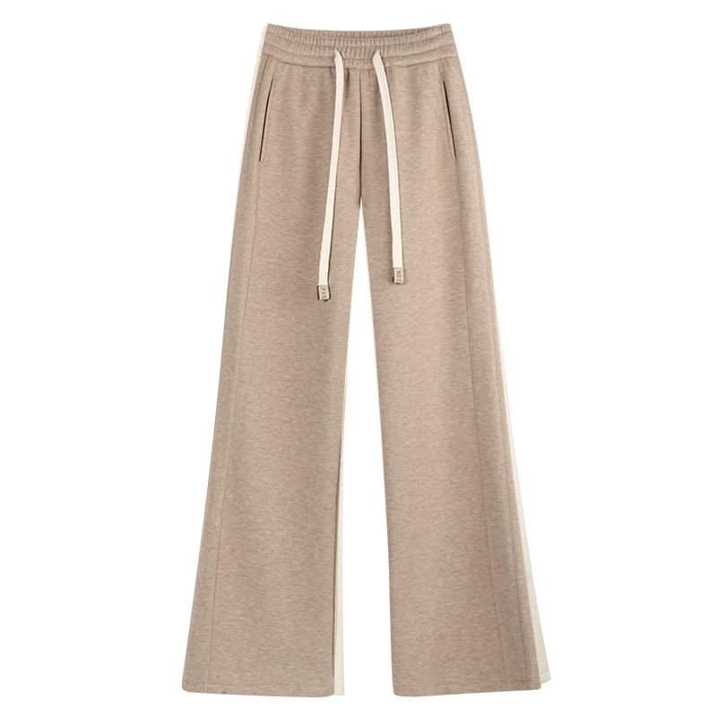 High-Waist Drawstring Fleece Straight Leg Pants