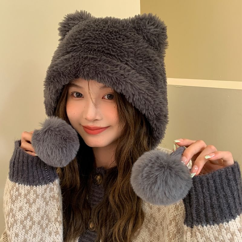 Ear Bear Chenille Pom Hat