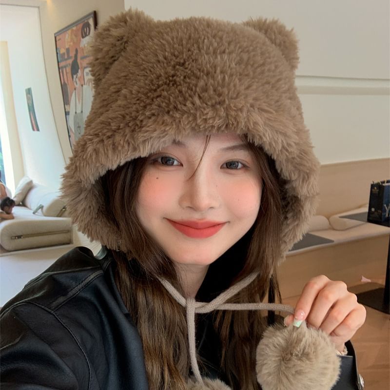 Ear Bear Chenille Pom Hat