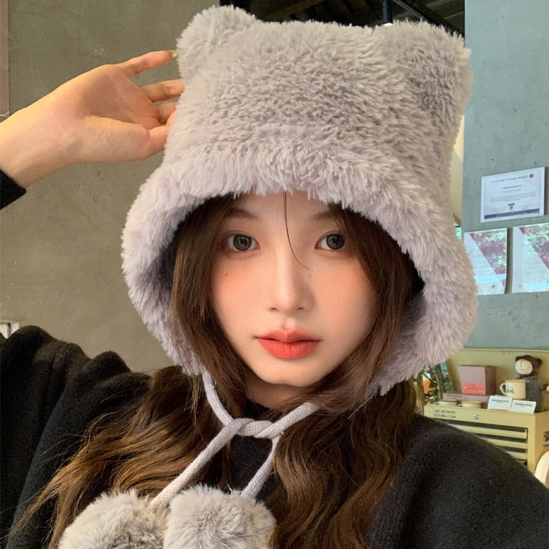 Ear Bear Chenille Pom Hat