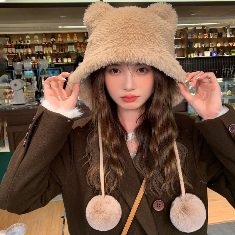 Ear Bear Chenille Pom Hat