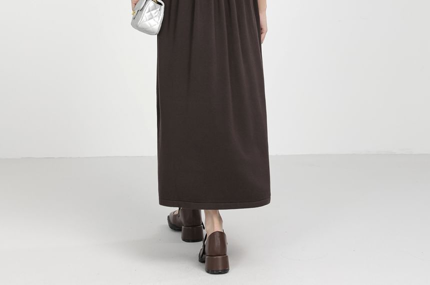 Sleeveless Plain Knit Maxi A-Line Dress