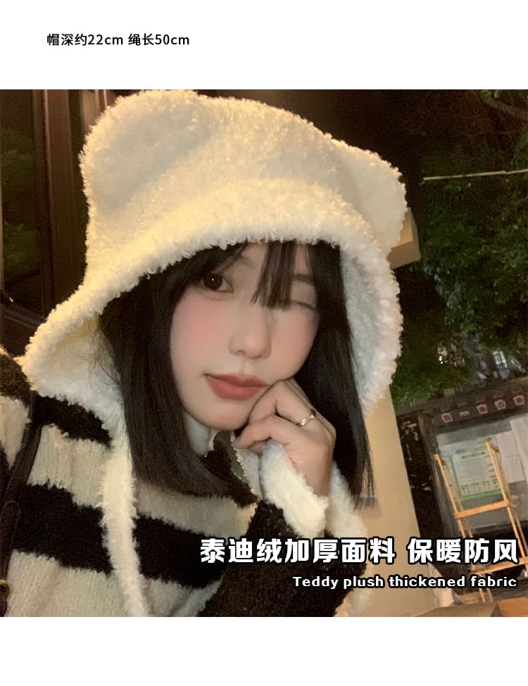 Hat Bonnet Chenille Bear Ear