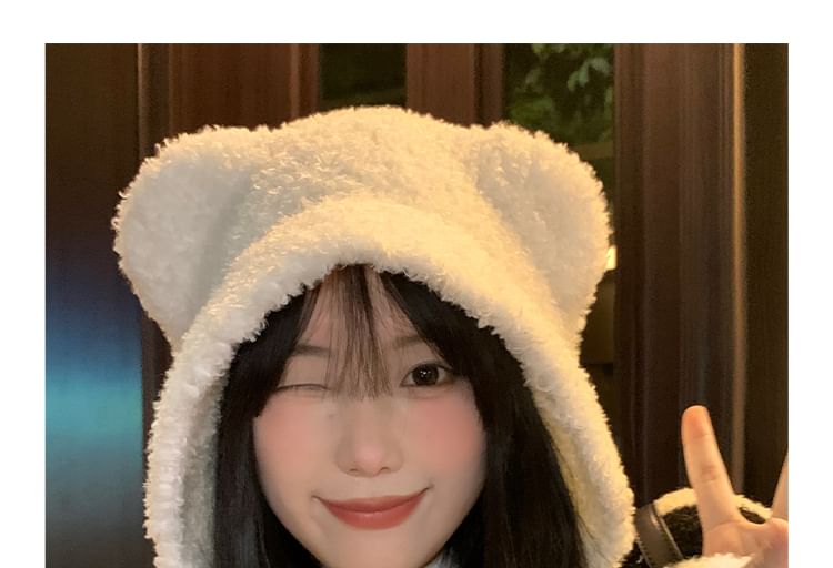 Hat Bonnet Chenille Bear Ear