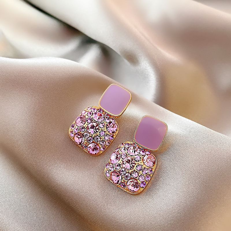 Rhinestone Alloy Drop Earring