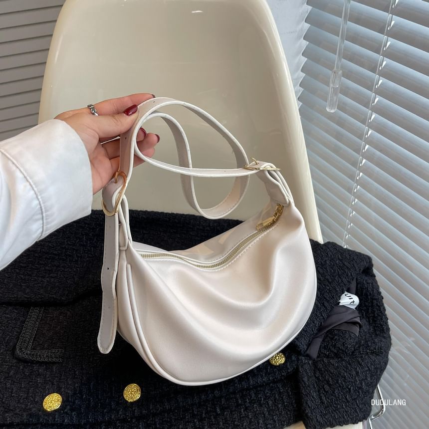 Crossbody Leather Bag Faux Trim Contrast