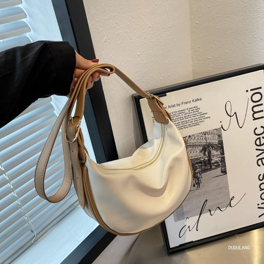 Crossbody Leather Bag Faux Trim Contrast