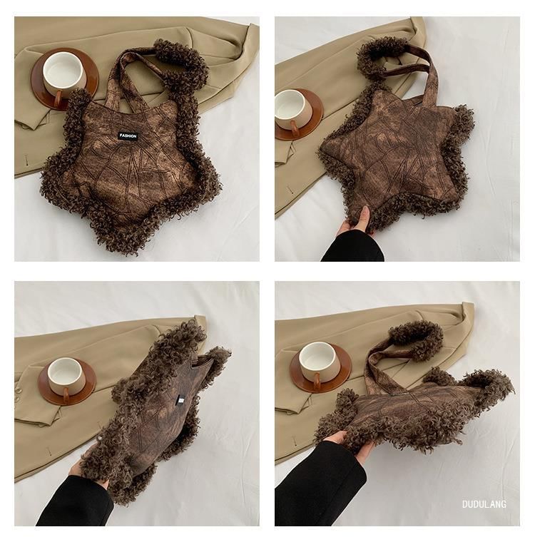 Star Trim Tote Bag Fluffy
