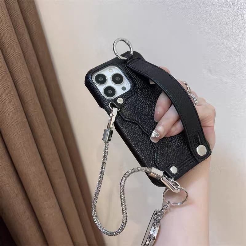 Leather Mirrored Case Phone Heart Faux