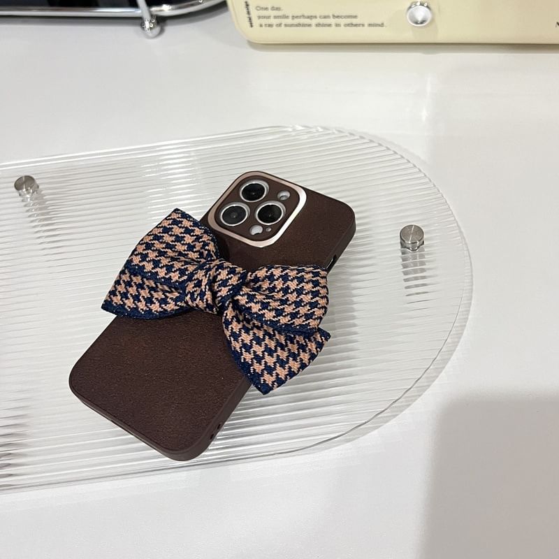 Phone Houndstooth Bow Case