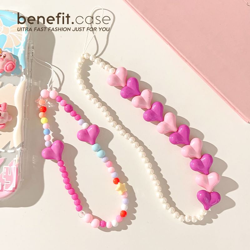 Bead Strap Heart Phone