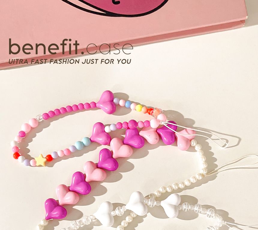 Bead Strap Heart Phone